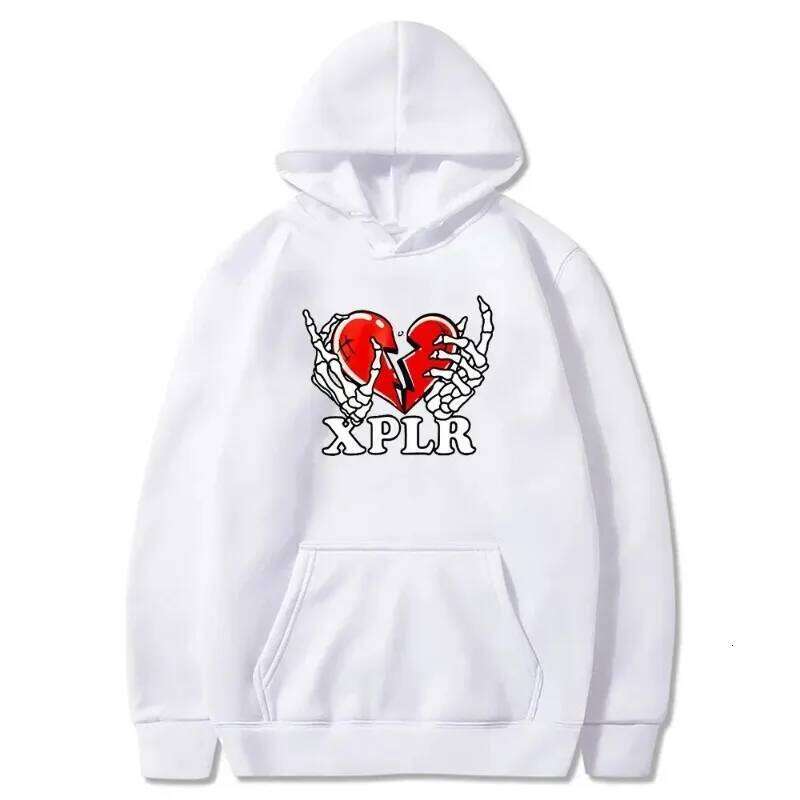 New XPLR Heartbreak Print Hoodie, Universal Street Clothing Casual Versatile Autumn and Winter Fashion Comfort Sweater Z260314