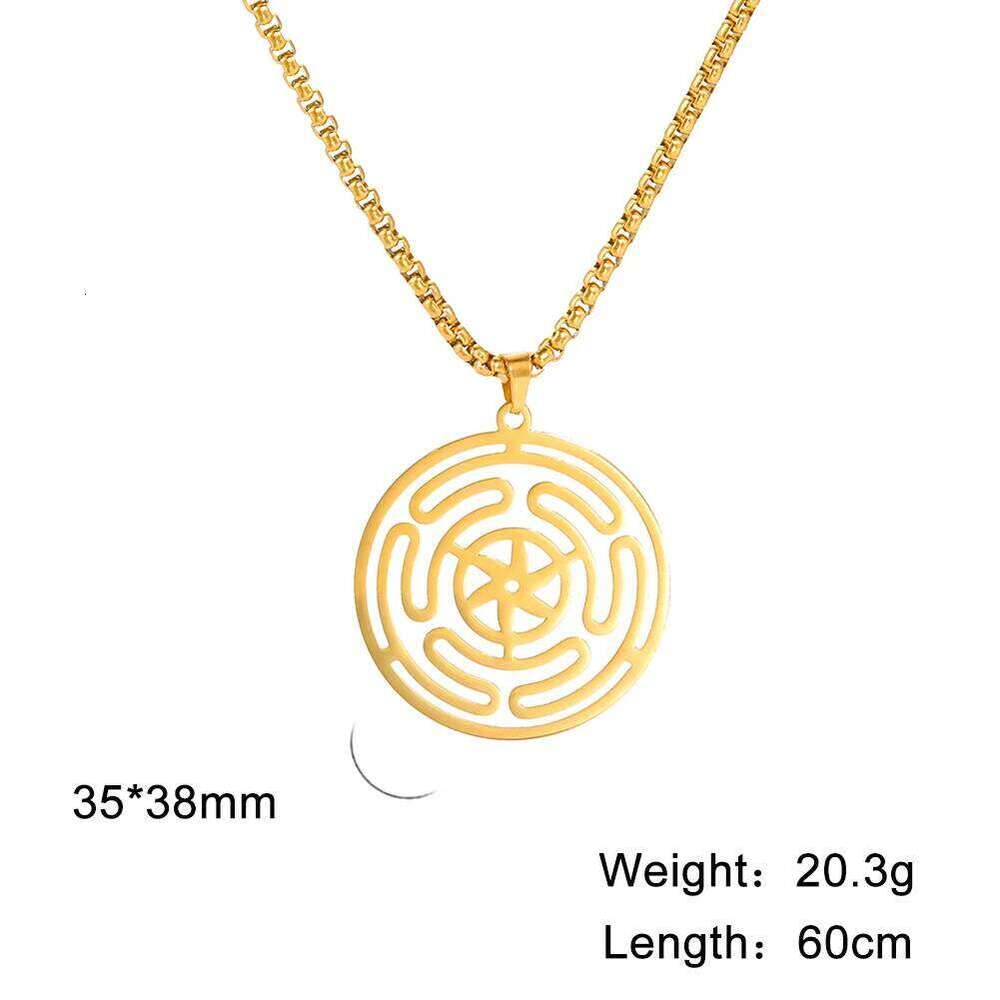 Dawapara Wheel of Hecate Triple Moon Goddess Necklace Ancient Blessing Supernatural Talisman Stainless Steel Jewelry H260312