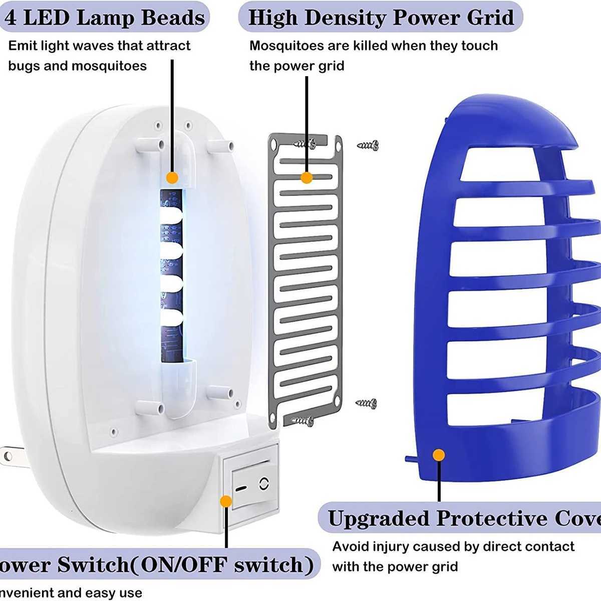 Plug in Bug Zapper Indoor Flying Insect TrapElectronic Mosquito Zapper Gnat Traps with LED Light for BedroomKitchenOffice H260313