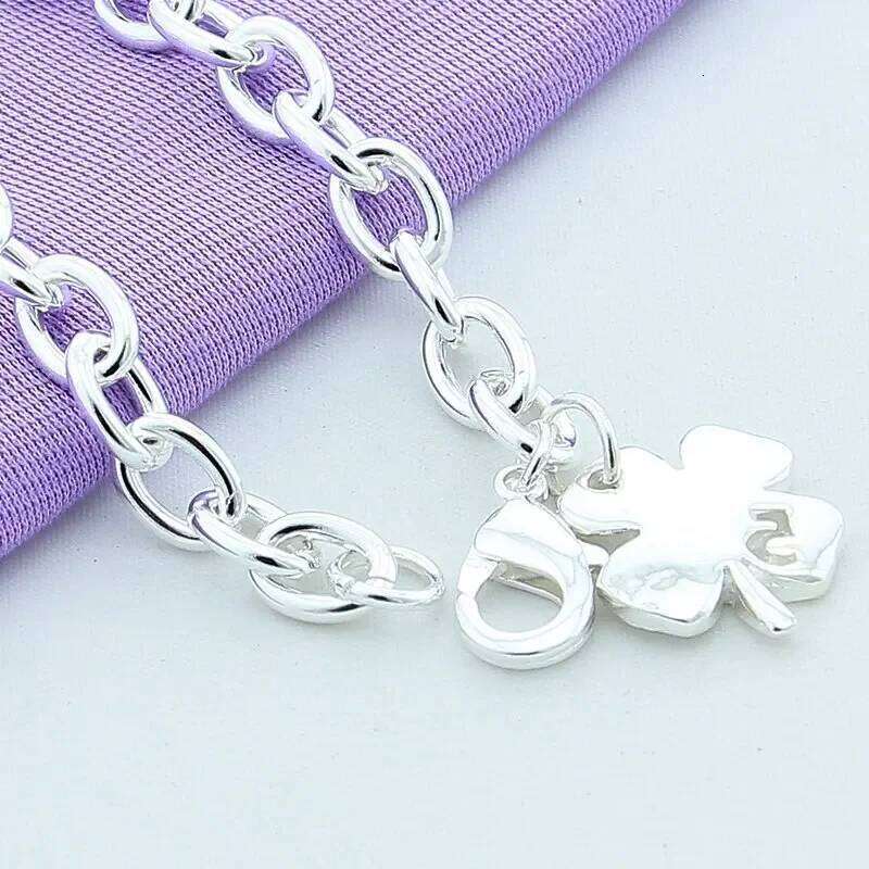 Top Quality 925 Silver Four Clover Charm Bracelet & Bangles for Women Jewelry Wholesale 8 Inches Z260313