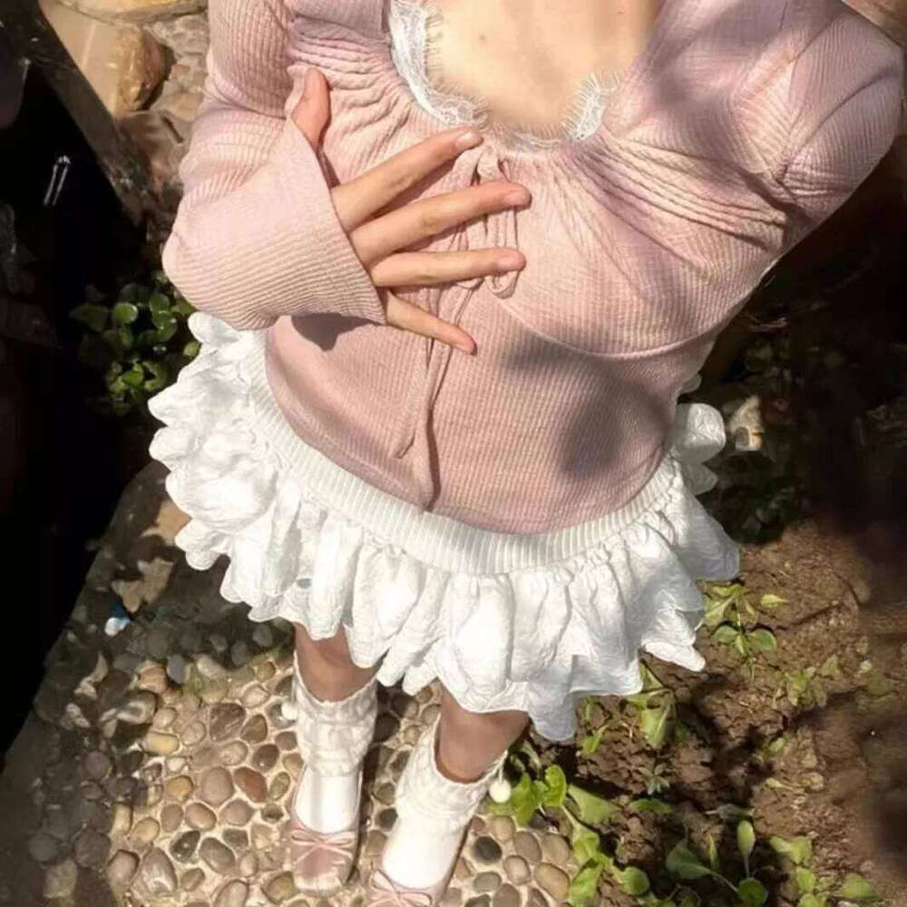 Women Kawaii Lolita Shorts 2024 Summer Ruffles Layered Patchwork High Waist Mini Skirts Girl Sweet White Pleated Skirt Z260314