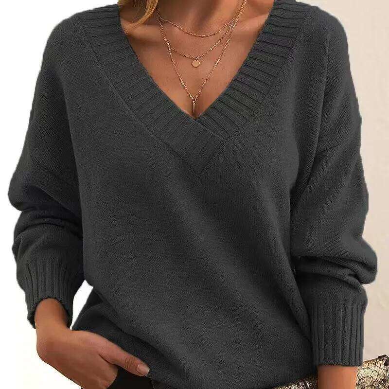 2025 Fall Winter New Fashion Women's Sweater Loose-Fit V-Neck Casual Pullover Knit Tops Y2k Clothing Z260313