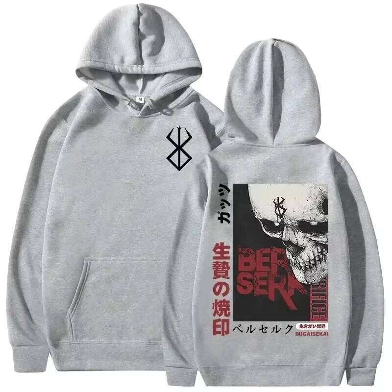 Men's casual hooded sweatshirt anime Berserk legend GutsSwordsmanCascaZodd sacrifice mark print autumn and winter adult pullover Z260314