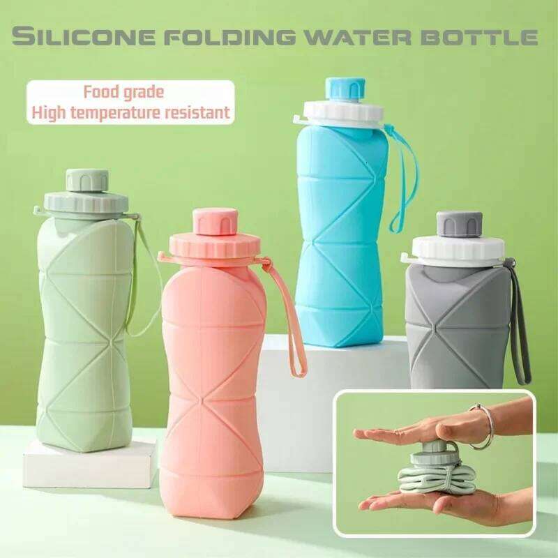 600ml Silicone Folding Water Portable Reusable Cups Outdoor Travel Gym Sports Food-grade Drinking Bottle Camping Trekking Z260314