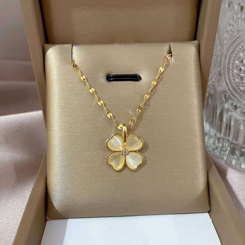 classic simple flower pendant necklace Opal stones cr Choker Chain for women party daily wear jewelry H260312