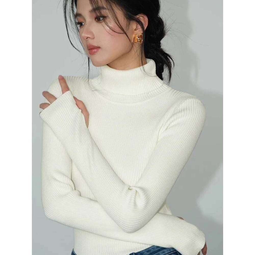 Winter Solid Pullover 2025 Knitted Women Korean Version Turtleneck Sweater Slim Fingerhole Lapping Warm Basic Tops Z260313