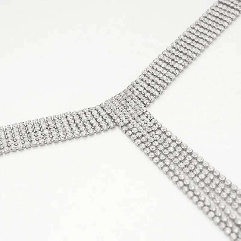 European American rhinestone long T-shaped tassel personalized and versatile necklace, collarbone chain H260312