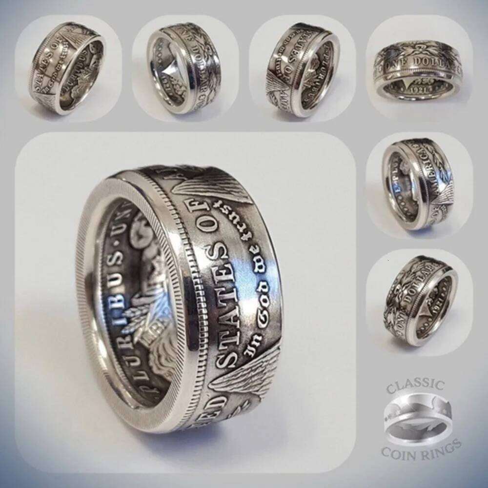 New Simple Trend Niche Dollar Handmade Women's Men's Vintage Punk Personalized Coin Ring Fashion Jewelry H260312