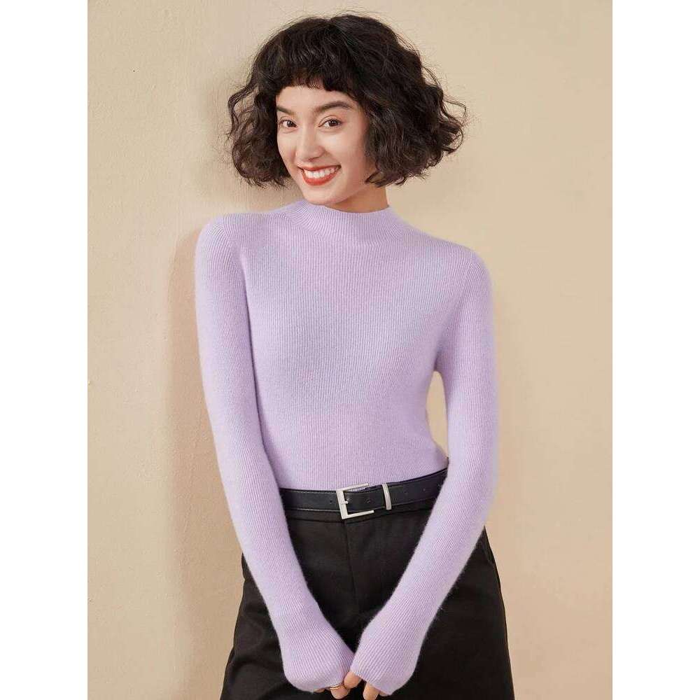 ADDONEE Women's 100% Sweater Mock Necl Long Sleeve Slim Basic Pullover Autumn Winter Soft Warm Cashmere Knitwear Tops Z260313