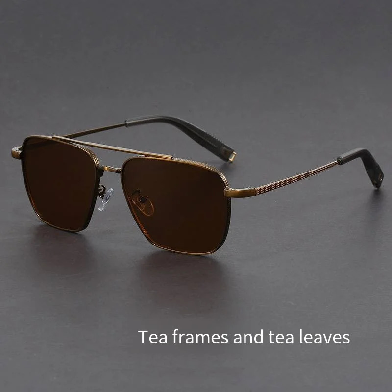 Vintage Personalized Sunglasses Men Ultra-light Square Metal Frame Double Beam Ultraviolet Protection Sun Glasses 260312