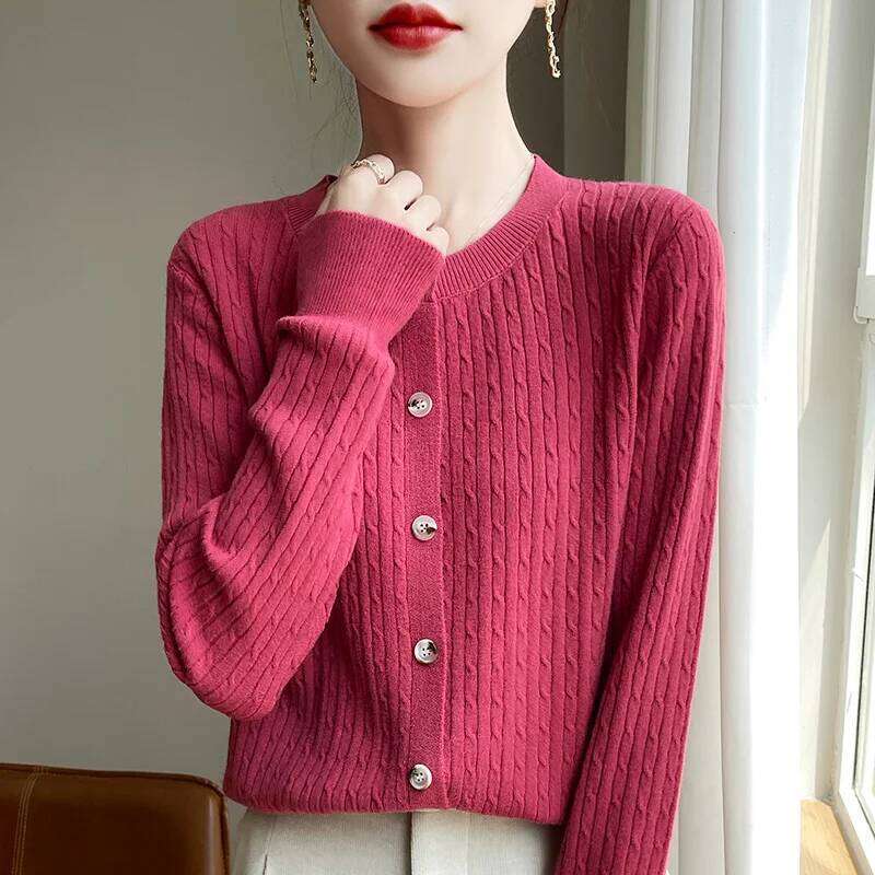 Autumn And Winter Fashion Knitted Cardigan Button Sweater, Round-Neck Comfortable Long-Sleeved Sweater For Women RY416 Z260313