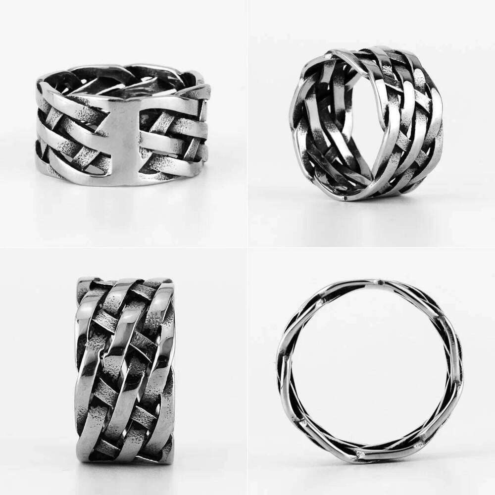 Weaving Hollow Stainless Steel Mens Rings Trendy Simple Unique Stylish for Male Boyfriend Jewelry Creativity Gift Wholesale H260312