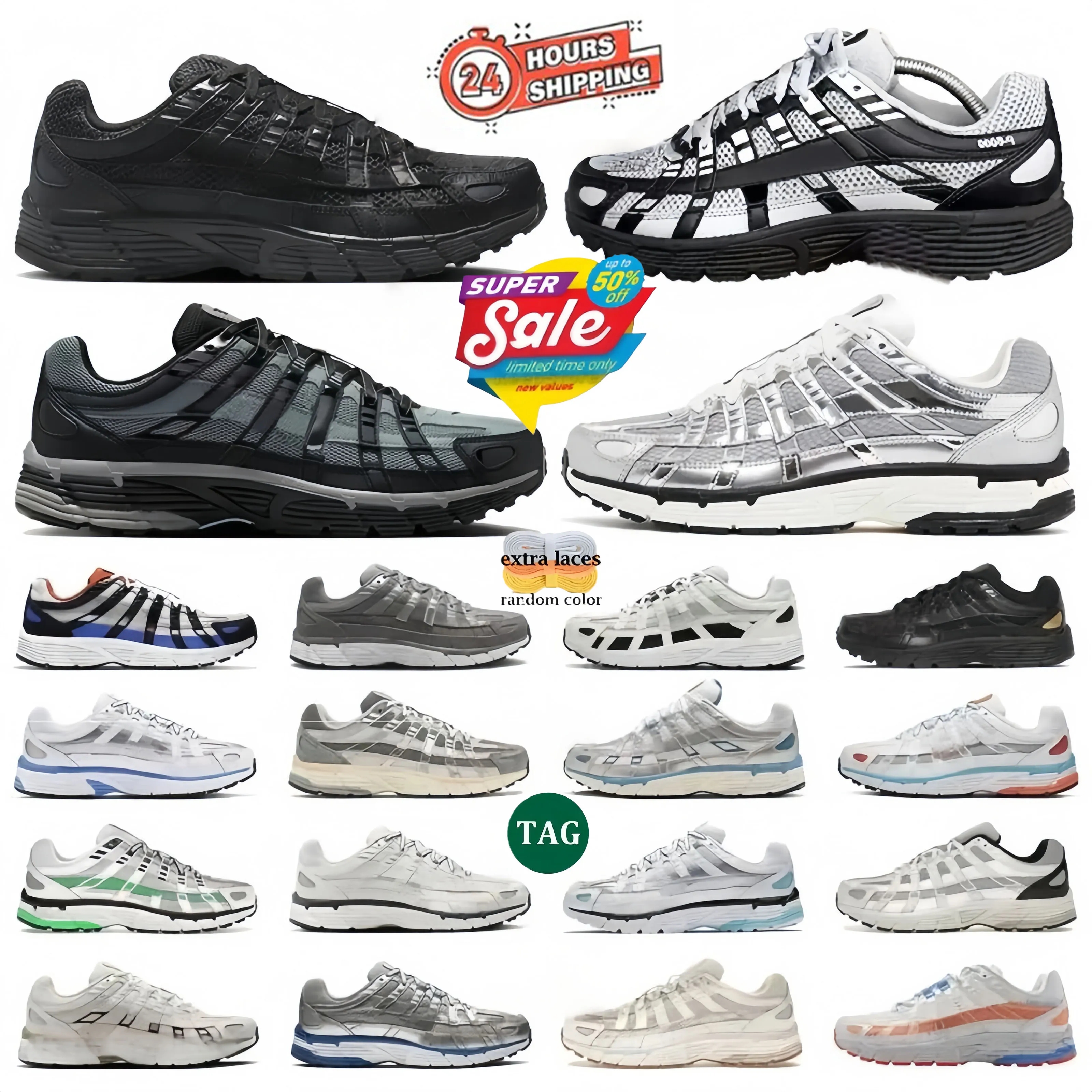 P6000 P 6000 Casual Designer Running Shoes Men Women Sneakers Triple Black White Khaki Wolf Grey Metallic Sier Racer Blue men women Outdoor Sports Trainers