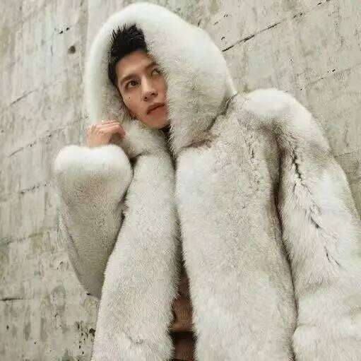Autumn Winter New Mens Fox Coat Fashion Temperament Leisure Warm Imitation Fur Jacket Street C48 Z260313