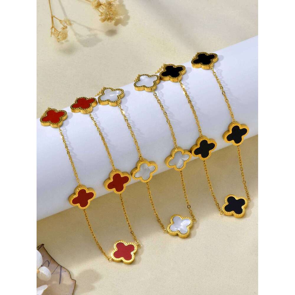 Elegant And Minimalist Stainless Steel 18K Gold Plated Cr Single-Sided Mother-Of-Pearl Necklace, Collarbone Chain H260312