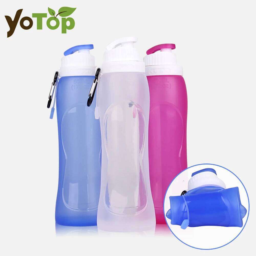 Silicone Folding Soft Outdoor Sports Bottle Foldable 500ML Water Bag Running Camping Hiking Z260313
