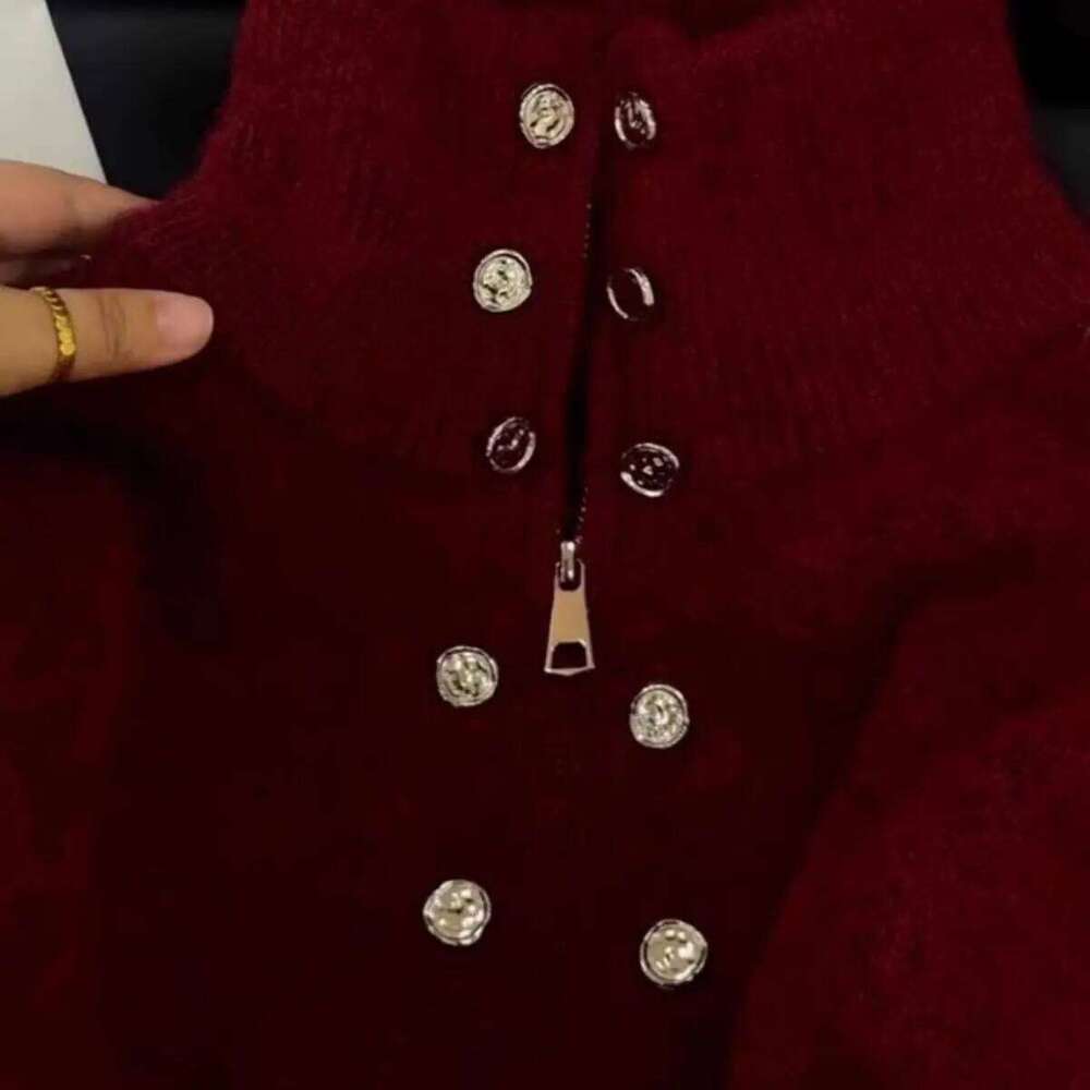 Luxury Wool Sweater Double Zip Buttons Knitted Cardigan Women Spring Autumn Jacket Short Tops Design Streetwear Loose Outerwear Z260313