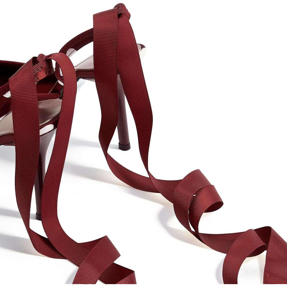 Polka Dot Heels For Women Pointed Toe Pumps Lace Up Satin Heeled Sandals Womens Stiletto Heel Shoes Evening Party Wedding MOJIDASHU