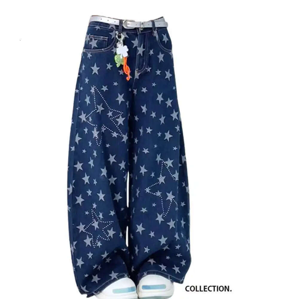 2025 Autumn Winter Women's Denim Pants Blue Y2K Star Jean Harajuku American Vintage Cowboy Japanese Wide Fit Baggy Jeans New In Z260313