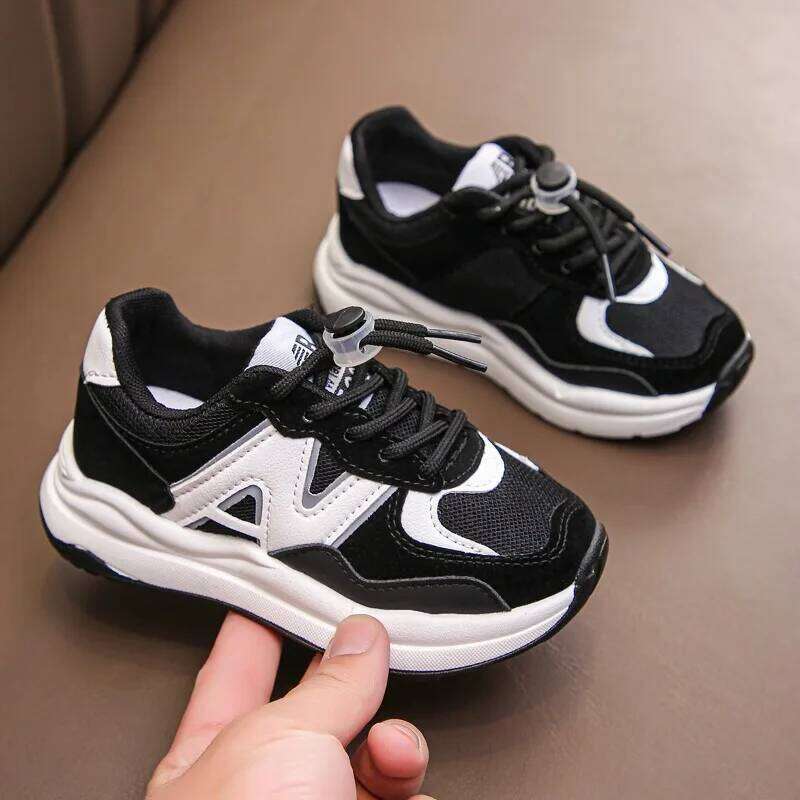 Kids Boys Girls Soft Sneakers Fashion Sports Running Casual Baby Toddler Outdoor Flat Shoes Trend Chic Basketball Footwear 26Y0313