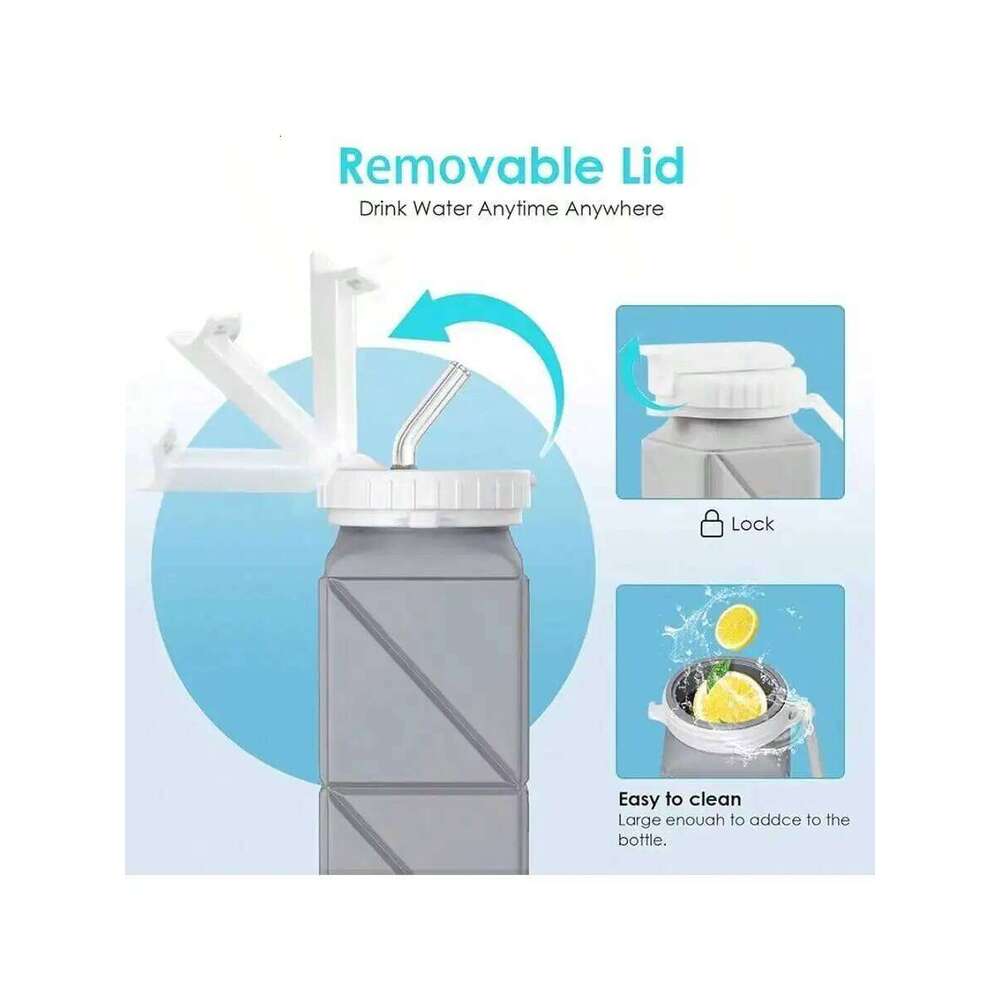 1pcs 620ml Square Silicone Folding Mug Portable Food Grade Sports Water Bottle Retractable for Gym Camping Hiking Travel Z260314