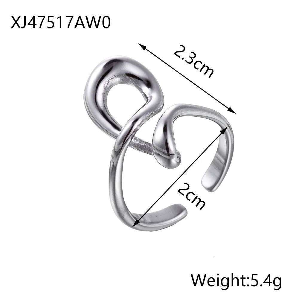 CARLIDANA Stainless Silver Color Irregular Circle Finger Rings Titanium Steel Personalized Geometric Open Ring Women H260312