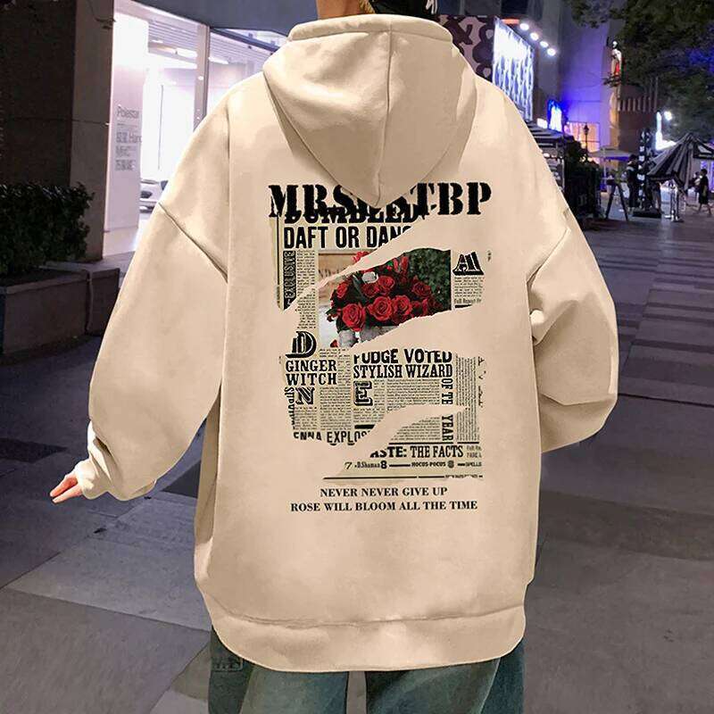 2025 Letter Print Adult Hooded Sweatshirt Spring Autumn New Loose Trendy Brand Oversized Casual American High Street Top Z260314