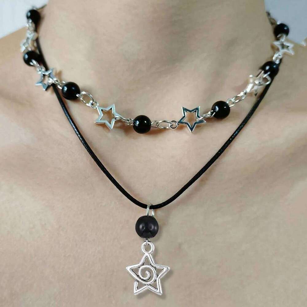 2PC Elegant Y2K Pentagram & Pearl Layered Necklace - Chic Party Accessory and Perfect Birthday Gift for Fashion-Forward H260312
