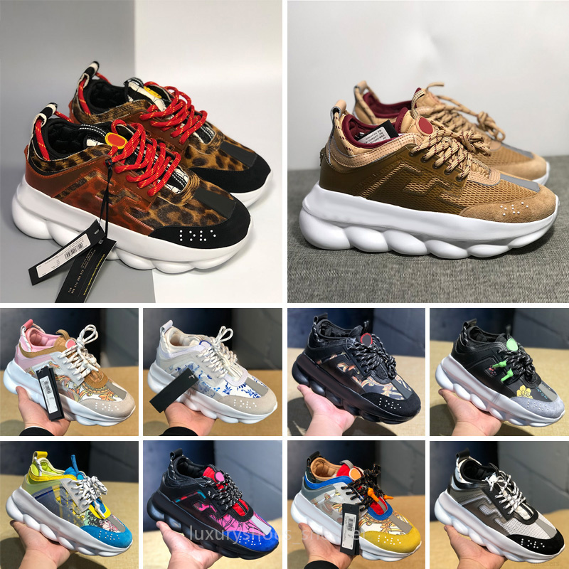 Luxury Designer Casual Shoes Chain Reaction Wild Jewels Chain Link Trainer Sneakers 36-46