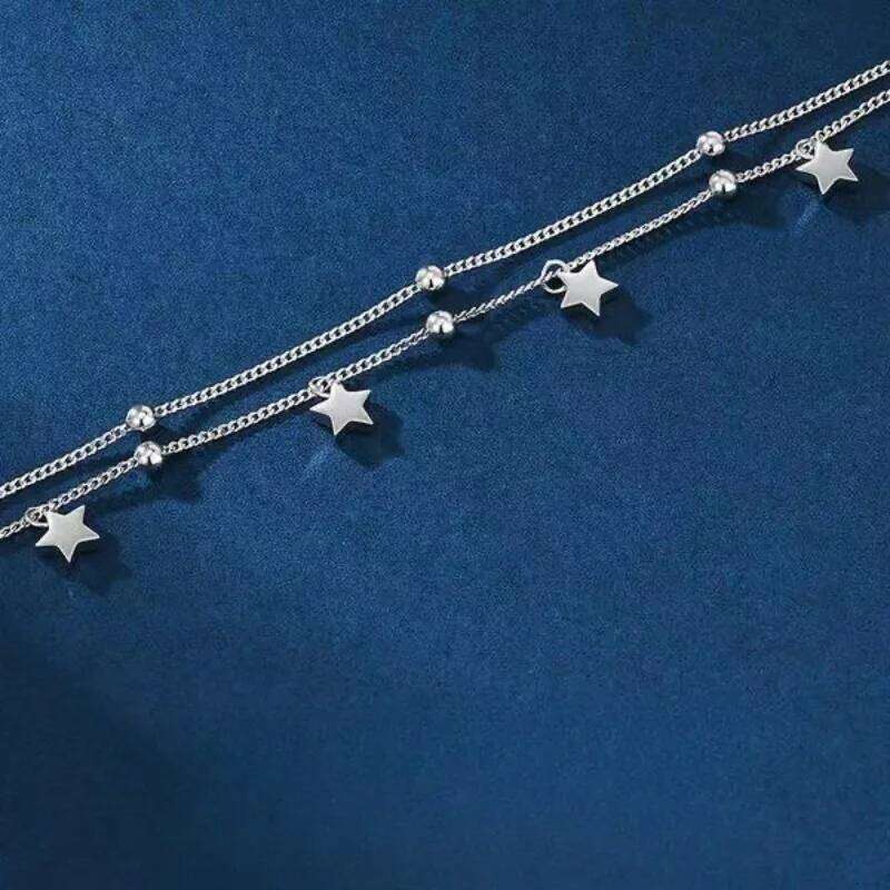 Original 925 Sterling Silver Star Bead Chain for Women Korean Sweet Double Layer Stars Charm Bracelet Jewelry Gift Z260313