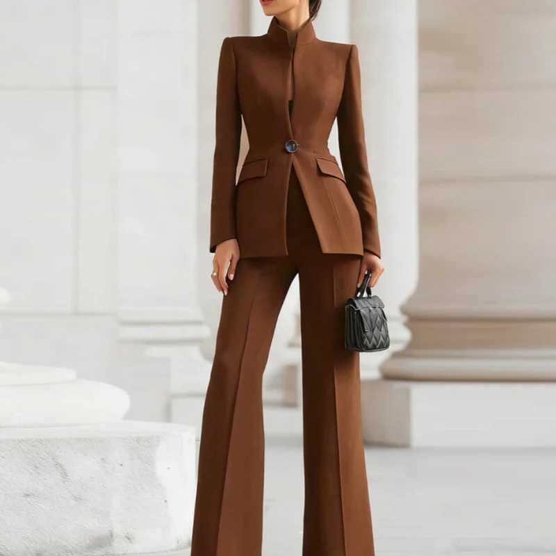 Elegant Long Sleeved BlazerPants Suit Autumn Simple Solid Color Commuting Outfit Womens Temperament Slim Fit Professional Set M260313