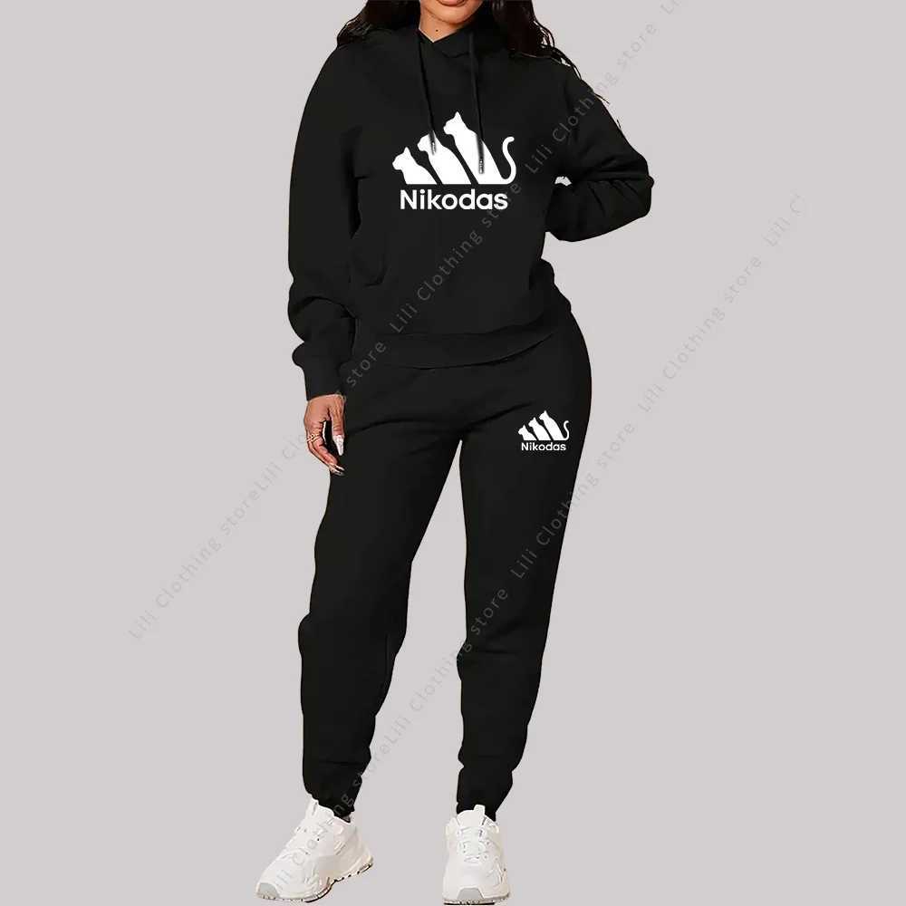 Womens Sets Hoodies Pants Two Piece Outfits Sportswear Sweatsuit Aesthetic Trend 2025 New Suit Woman Pink Tracksuit Plus Size M260313