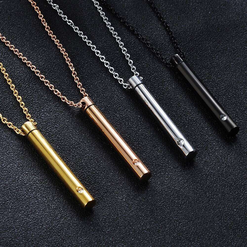 Titanium Steel Minimalist Perfume Pendant Necklace Memorial Ashes Storage Bottles Fashion Jewelry H260312