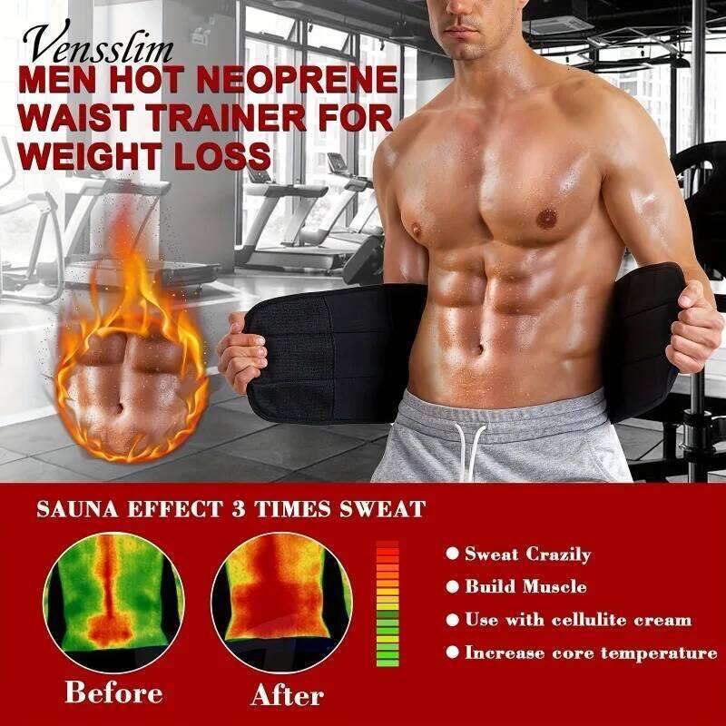 Vensslim Slimming Compression Sauna Sweat Trimmer Belt Men Waist Hot Thermo Neoprene Slim Corset Body Shaper Strap Band 26Y0313