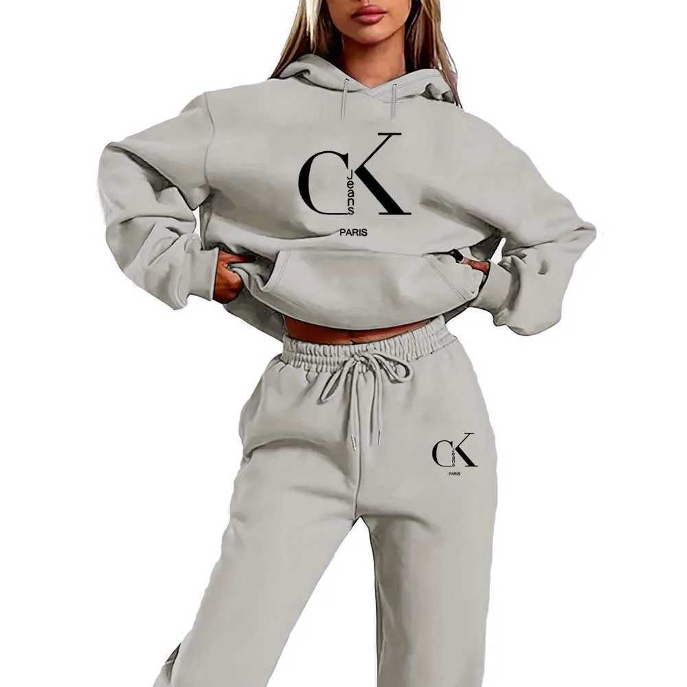 2026 Spring/Summer New Collection Hooded Sweatshirt and Pants Set - Black with White Drawstring Hoodie and Athletic Pants M260313