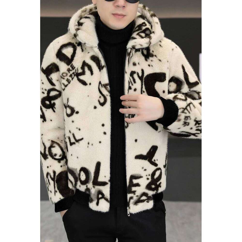 Winter Hooded Thick and Warm Faux Mink Fur Casual Jacket Fashion Business Social Outdoor Coat Men Clothing Z260313