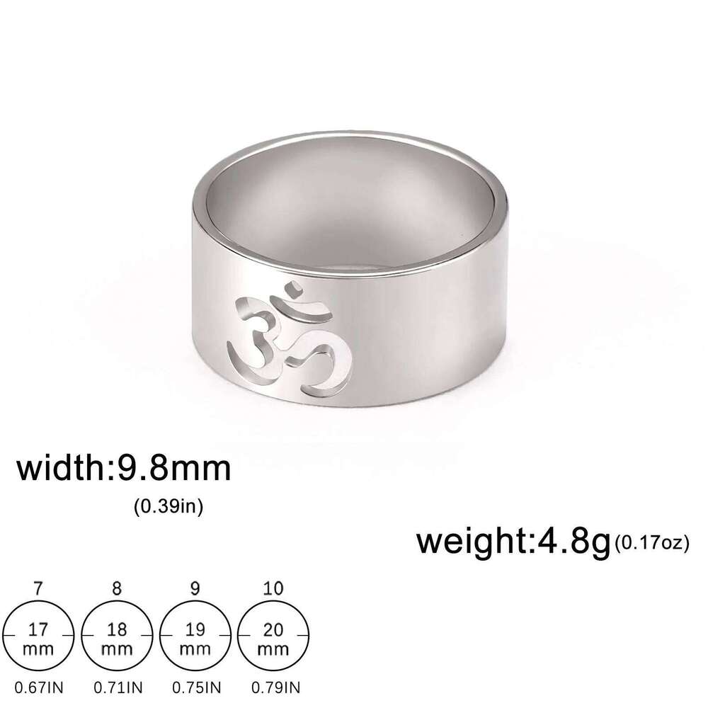 LIKGREAT Buddhism Indian Yoga Om Symbol Rings for Women Stainless Steel Supernatural Religious Talisman Amulet Jewelry Gifts New H260312