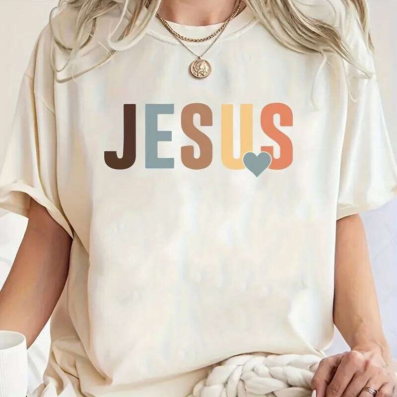 Jesus Letter 90s Streetwear Fashion Girls T-Shirts Harajuku White Clothing Short Sleeve Summer Tees Casual Female O-Neck Tops Z260314