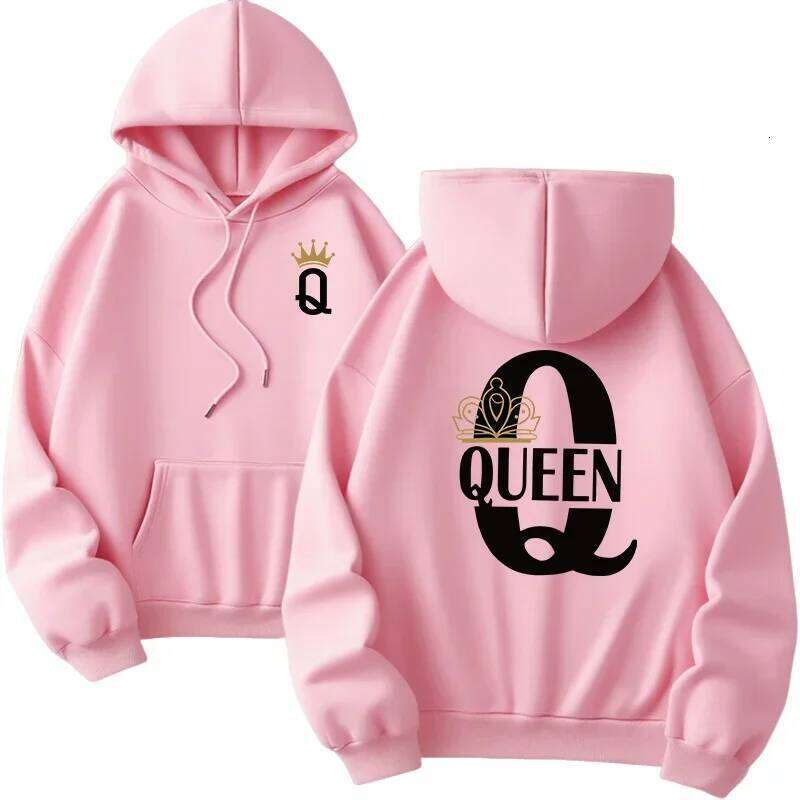 Hot selling women's men's hoodies, king queen printed sportswear, casual couple outfits, pullovers, daily wear Z260315