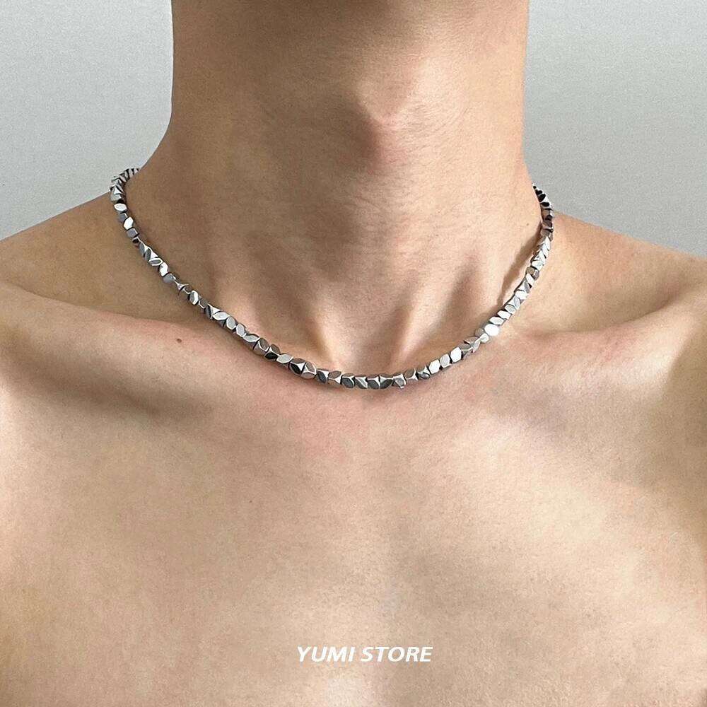 Trend Irregular Titanium Steel Necklace For Men Women Simple Silver Color Chain Choker Jewelry Male Female Accessories H260312