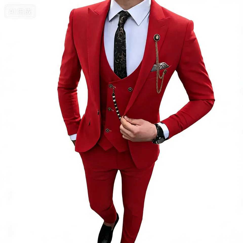 Ternos de baile slim fit para homens smoking de casamento do noivo lapela mxima blazer comercial calas masculinas traje f M260313