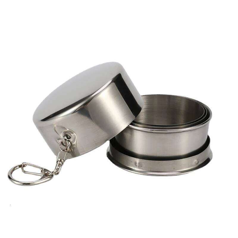 Stainless Steel Folding Cup With Keychain Portable Retractable Telescopic Cups Z260314