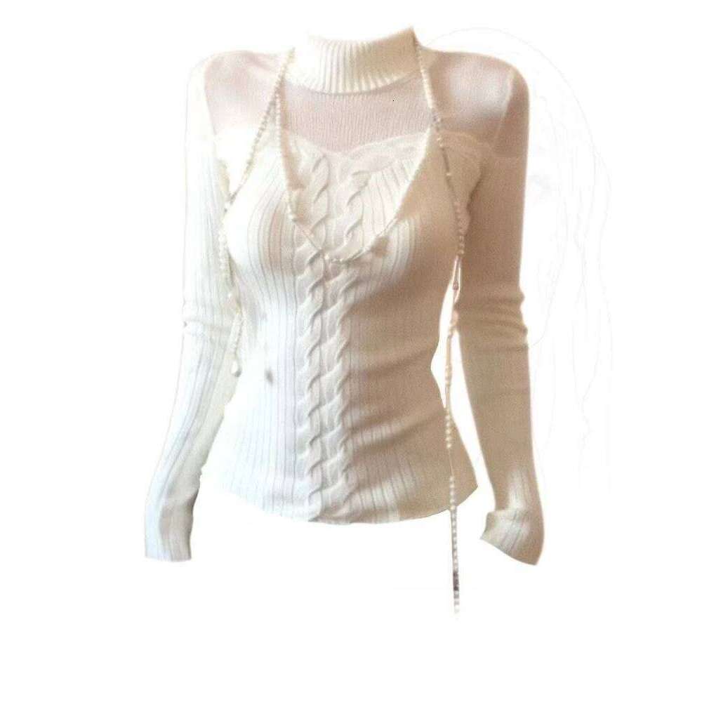 Korean Design Elegant Base Layering Tops Slimming Long Sleeve Hollow Knit Sweater Women 2025 New Autumn Winter Fashion Clothes Z260313