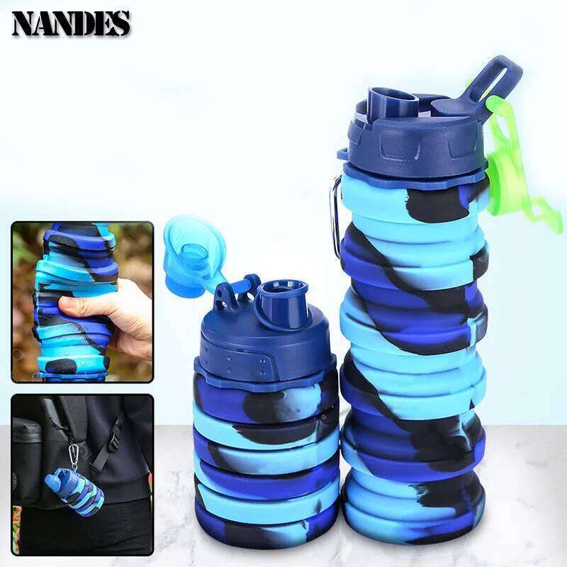 Outdoor Sports Foldable Bottle For Camouflage Creative Water Portable Fashion Travel Silicone Cup Z260314
