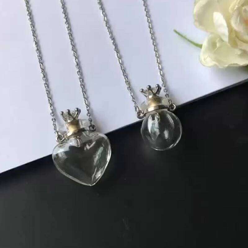 Transparent Heart Bottle Necklaces Titanium Steel Chain Make a for Wish Blood Vial Necklace Women Jewelry H260312