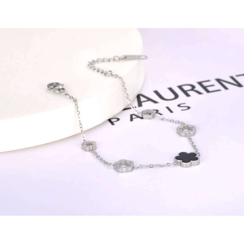 Trendy Stainless Steel White Black Green Shell Flower Charm Bracelets For Women Girl Chain & Link Bracelet Jewelry Z260313