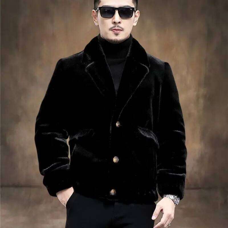Mens Faux Men Ferret Men's Tailored Collar Male Coat Imitation Mink Fur Winter Man Jacket Luxury Z260313