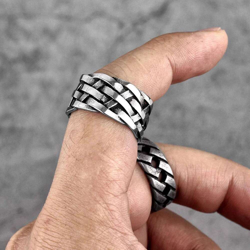 Weaving Hollow Stainless Steel Mens Rings Trendy Simple Unique Stylish for Male Boyfriend Jewelry Creativity Gift Wholesale H260312