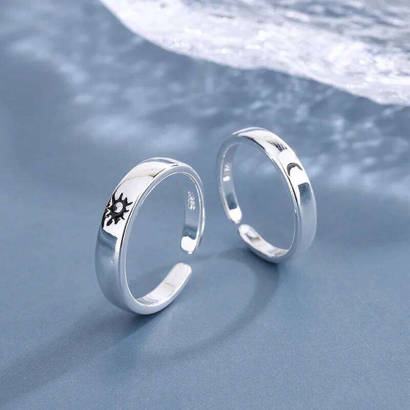 New Personality Sun And Moon Star Couple 925 Sterling Silver Jewelry Simple Exquisite Popular Opening Rings R183 H260312