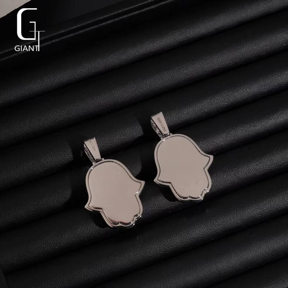 Factory Wholesale Fine Jewelry Hamsa Hip Hop Hand 925 Sterling Silver Iced Out VVS Moissanite Diamond Mens Pendants